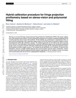 Hybrid calibration procedure for fringe projection profilometry based on
  stereo-vision and polynomial fitting