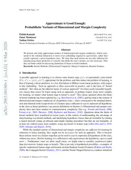 Approximate is Good Enough: Probabilistic Variants of Dimensional and
  Margin Complexity