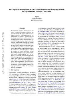 An Empirical Investigation of Pre-Trained Transformer Language Models
  for Open-Domain Dialogue Generation