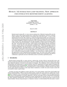 Human AI interaction loop training: New approach for interactive
  reinforcement learning