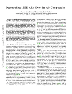 Decentralized SGD with Over-the-Air Computation