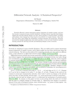 Differential Network Analysis: A Statistical Perspective