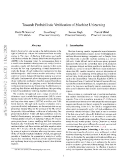 Towards Probabilistic Verification of Machine Unlearning