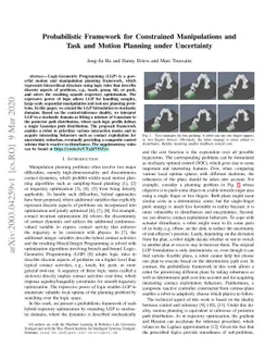 Probabilistic Framework for Constrained Manipulations and Task and
  Motion Planning under Uncertainty