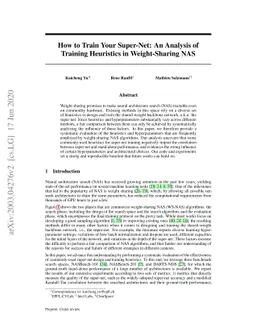 How to Train Your Super-Net: An Analysis of Training Heuristics in
  Weight-Sharing NAS