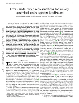 Cross modal video representations for weakly supervised active speaker
  localization