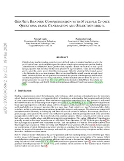 GenNet : Reading Comprehension with Multiple Choice Questions using
  Generation and Selection model