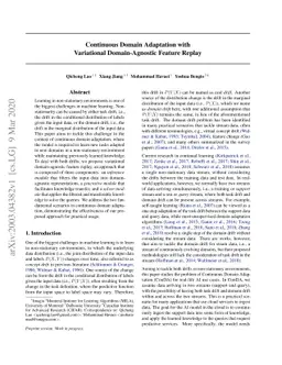 Continuous Domain Adaptation with Variational Domain-Agnostic Feature
  Replay