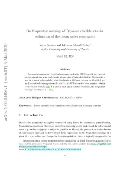 On frequentist coverage of Bayesian credible sets for estimation of the
  mean under constraints