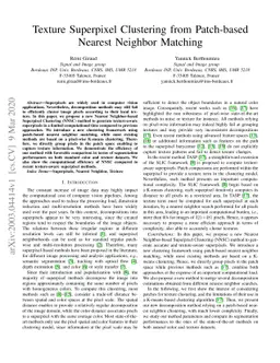 Texture Superpixel Clustering from Patch-based Nearest Neighbor Matching