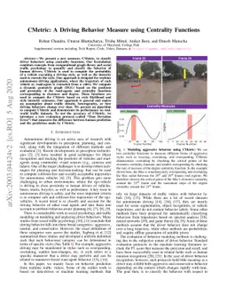 CMetric: A Driving Behavior Measure Using Centrality Functions