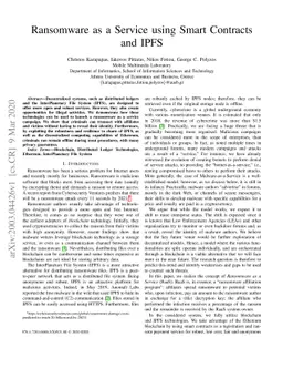 Ransomware as a Service using Smart Contracts and IPFS