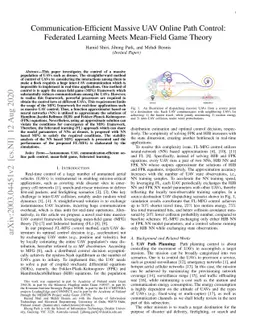 Communication-Efficient Massive UAV Online Path Control: Federated
  Learning Meets Mean-Field Game Theory