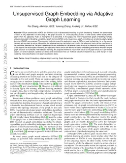 Unsupervised Graph Embedding via Adaptive Graph Learning