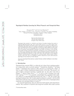 Topological Machine Learning for Mixed Numeric and Categorical Data