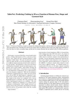 TailorNet: Predicting Clothing in 3D as a Function of Human Pose, Shape
  and Garment Style