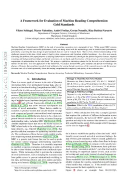A Framework for Evaluation of Machine Reading Comprehension Gold
  Standards