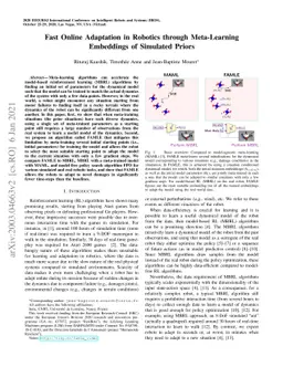 Fast Online Adaptation in Robotics through Meta-Learning Embeddings of
  Simulated Priors
