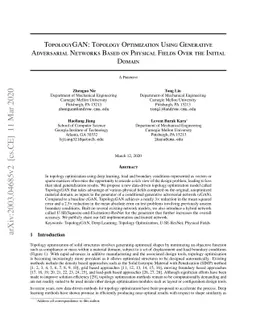 TopologyGAN: Topology Optimization Using Generative Adversarial Networks
  Based on Physical Fields Over the Initial Domain