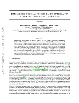 Time-varying Gaussian Process Bandit Optimization with Non-constant
  Evaluation Time
