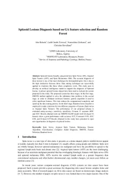 Spitzoid Lesions Diagnosis based on GA feature selection and Random
  Forest