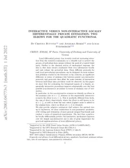 Interactive versus non-interactive locally differentially private
  estimation: Two elbows for the quadratic functional