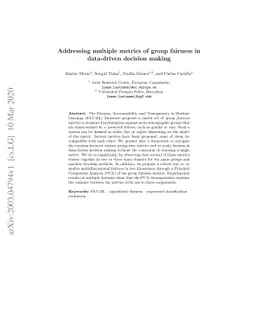 Addressing multiple metrics of group fairness in data-driven decision
  making
