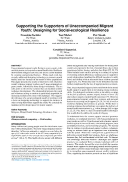Supporting the Supporters of Unaccompanied Migrant Youth: Designing for
  Social-ecological Resilience