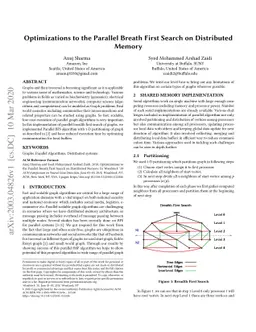 Optimizations to the Parallel Breath First Search on Distributed Memory