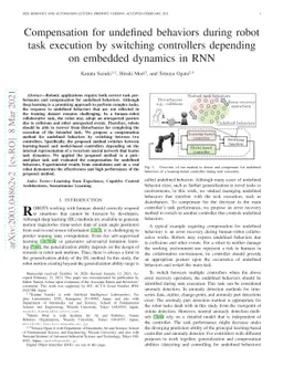 Compensation for undefined behaviors during robot task execution by
  switching controllers depending on embedded dynamics in RNN