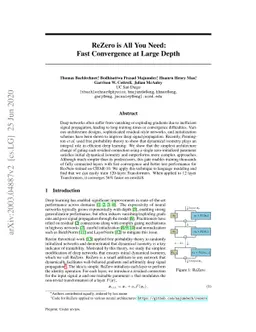 ReZero is All You Need: Fast Convergence at Large Depth