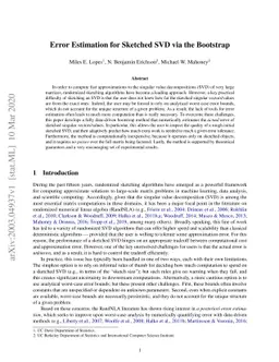 Error Estimation for Sketched SVD via the Bootstrap