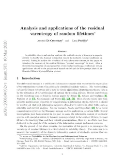 Analysis and applications of the residual varentropy of random lifetimes