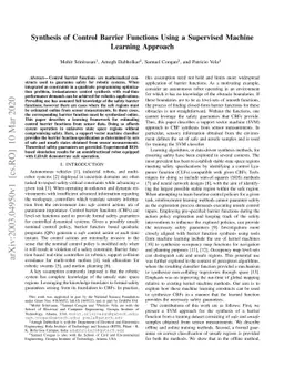 Synthesis of Control Barrier Functions Using a Supervised Machine
  Learning Approach