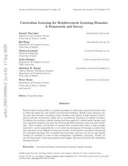 Curriculum Learning for Reinforcement Learning Domains: A Framework and
  Survey