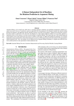 A Dataset Independent Set of Baselines for Relation Prediction in
  Argument Mining