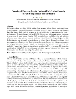 Securing of Unmanned Aerial Systems (UAS) against security threats using
  human immune system