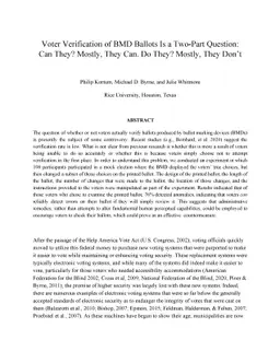 Voter Verification of BMD Ballots Is a Two-Part Question: Can They?
  Mostly, They Can. Do They? Mostly, They Don't