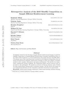 Retrospective Analysis of the 2019 MineRL Competition on Sample
  Efficient Reinforcement Learning