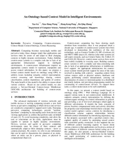 An Ontology-based Context Model in Intelligent Environments