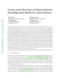 Context-aware Non-linear and Neural Attentive Knowledge-based Models for
  Grade Prediction