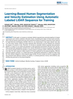 Learning-Based Human Segmentation and Velocity Estimation Using
  Automatic Labeled LiDAR Sequence for Training