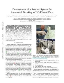 Development of a Robotic System for Automated Decaking of 3D-Printed
  Parts