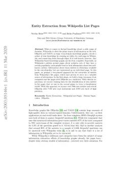 Entity Extraction from Wikipedia List Pages