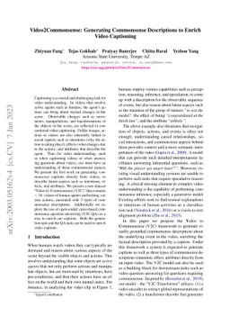 Video2Commonsense: Generating Commonsense Descriptions to Enrich Video
  Captioning