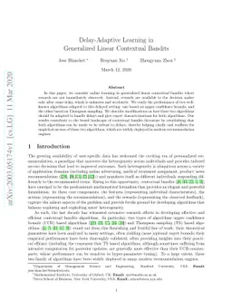 Delay-Adaptive Learning in Generalized Linear Contextual Bandits