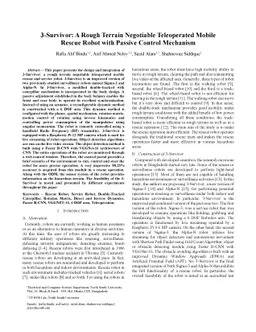 3-Survivor: A Rough Terrain Negotiable Teleoperated Mobile Rescue Robot
  with Passive Control Mechanism