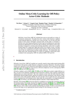 Online Meta-Critic Learning for Off-Policy Actor-Critic Methods