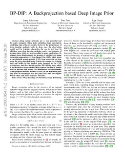 BP-DIP: A Backprojection based Deep Image Prior
