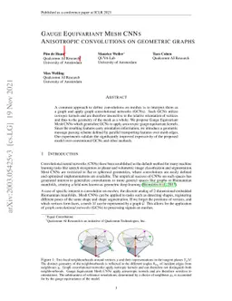 Gauge Equivariant Mesh CNNs: Anisotropic convolutions on geometric
  graphs